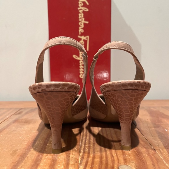 Salvatore Ferragamo Tan Slingback Heels - Picture 2 of 8